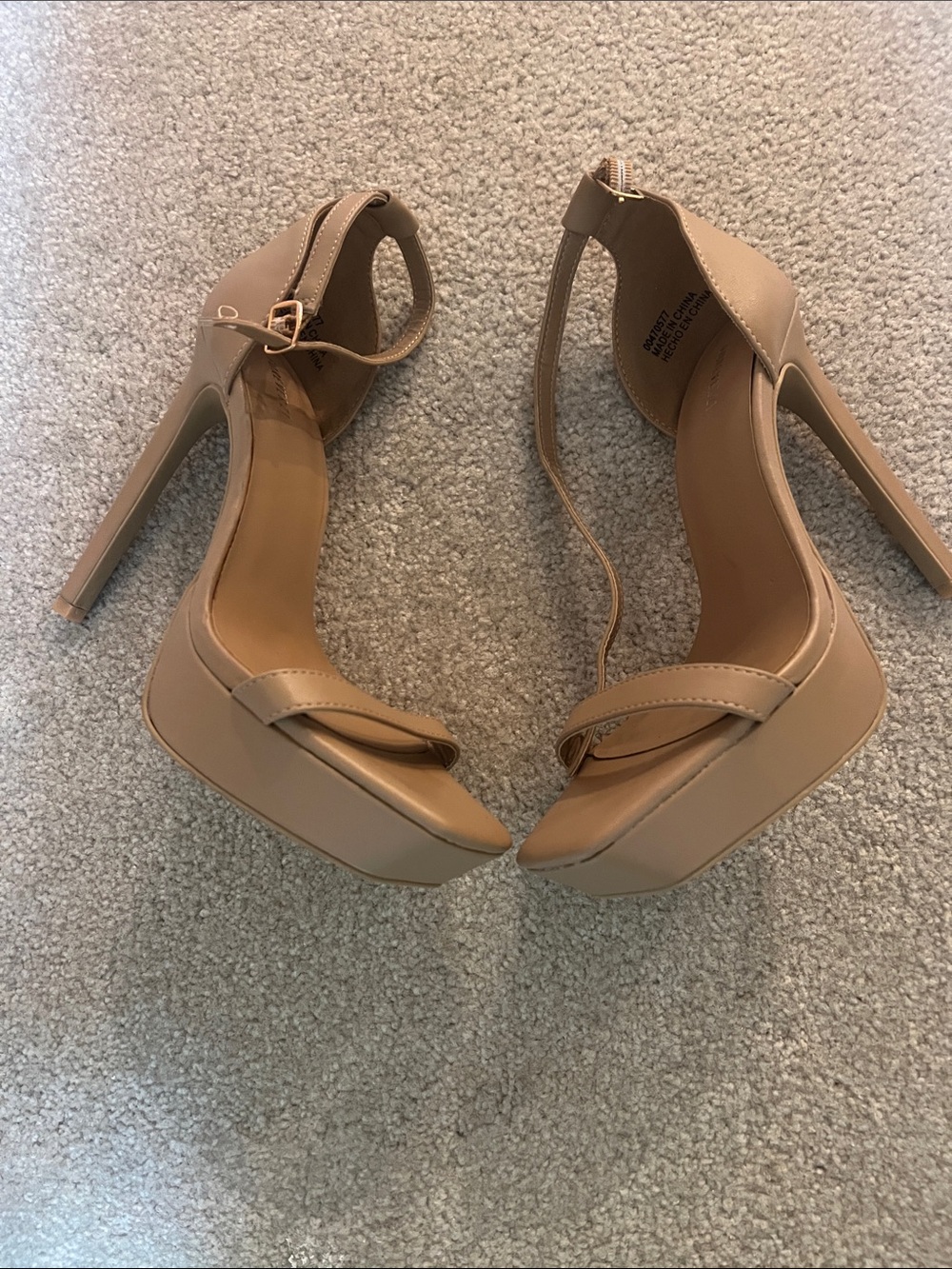 Women's Ankle Strap Platform Heels - Tan